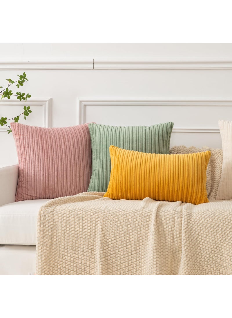 K KEVIN TEXTILE Kevin Textile Pack of 2 Corduroy Soft Soild Decorative Square Throw Pillow Covers Set Cushion Cases Pillowcases for Christmas Sofa Bedroom Car 26 x 26 Inch 66 x 66 Cm Sage Green  - Image 5