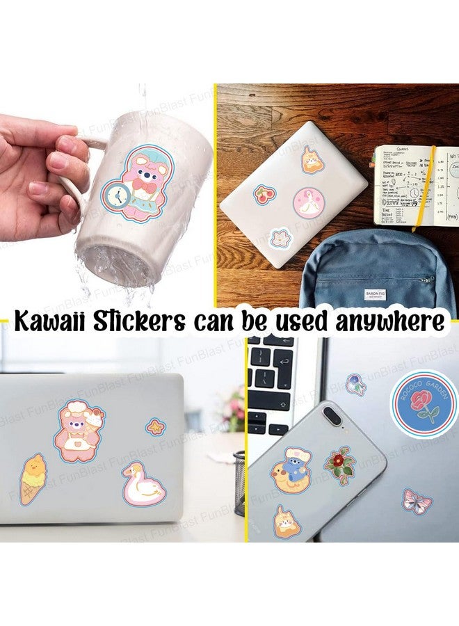 فنبلاست مجموعة ملصقات FunBlast Kawaii - 16 ورقة (100 قطعة) ملصقات ثلاثية الأبعاد DIY للبنات، ملصقات جمالية، ملصقات للتدوين، سجل القصاصات، مجموعة ملصقات لطيفة (سجل الدب الحلو 4 × 4 = 16 ورقة) - Image 5