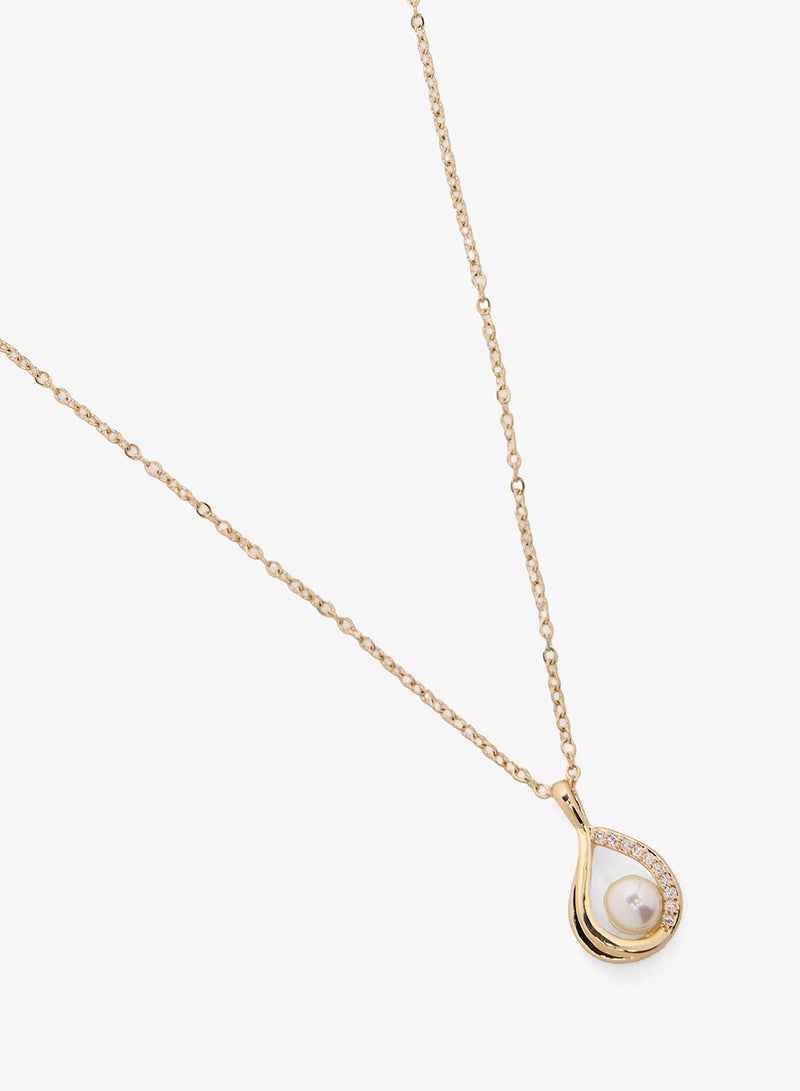 ELLA Gold Necklace With Pearl Detailing - Image 2