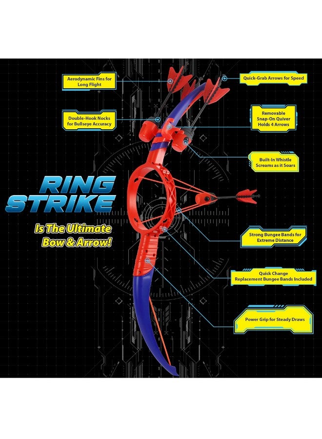 Funwares Funwares Ring Strike Archery Bow and Arrow Launches Arrows Over 200 Feet, includes 1 Kid-Powered Bow and 4 Whistling Foam Tipped Arrows - Image 2