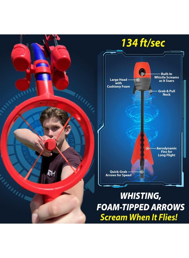 Funwares Funwares Ring Strike Archery Bow and Arrow Launches Arrows Over 200 Feet, includes 1 Kid-Powered Bow and 4 Whistling Foam Tipped Arrows - Image 5