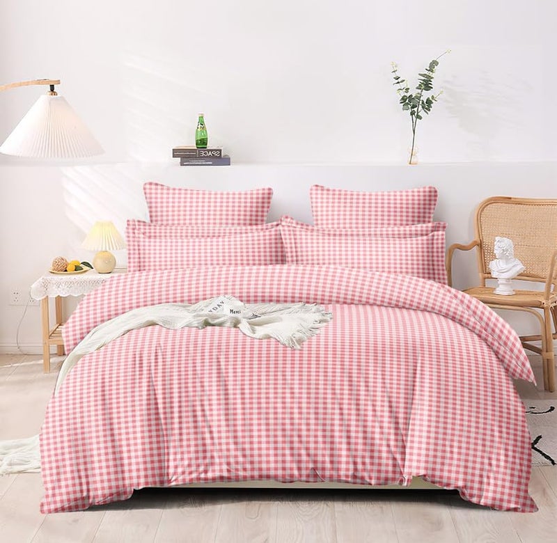 MORADO ملاية مزدوجة من قطن جلاسيه مورايدو 210 TC مع 2 غطاء وسادة بحجم كينغ (90x100 بوصة، أبيض ووردي) - Image 1