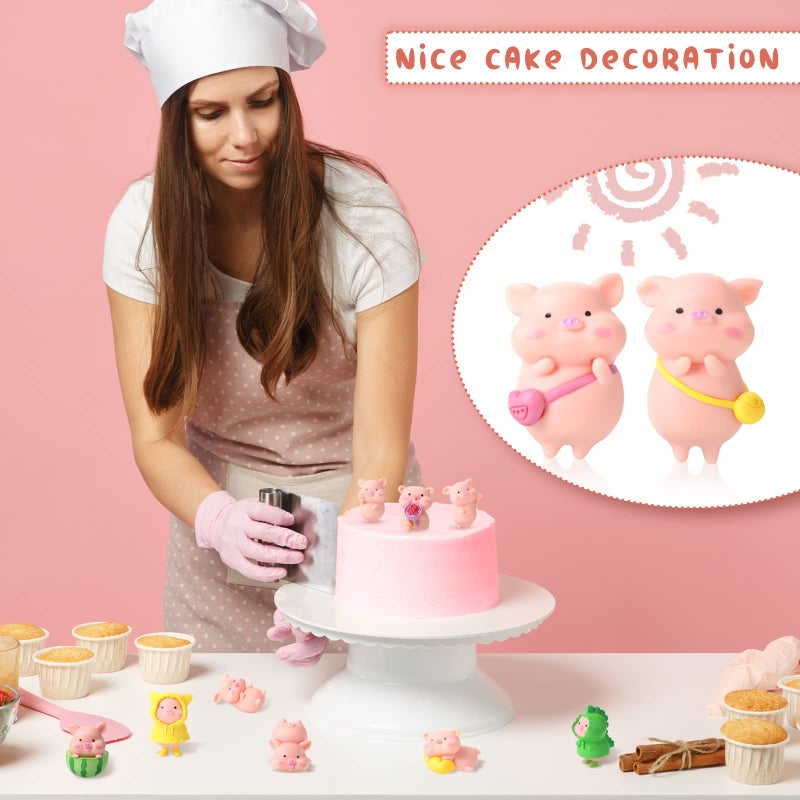 Leitee 19 Pcs Pig Mini Figurines Bird Dog Cat Figure Animal Set Cute Figurine Pig Cake Toppers for Home Desk Birthday Party Decorations(Classic) - Image 5