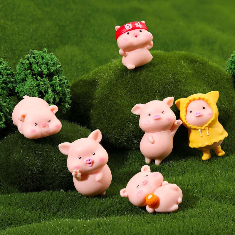 Leitee 19 Pcs Pig Mini Figurines Bird Dog Cat Figure Animal Set Cute Figurine Pig Cake Toppers for Home Desk Birthday Party Decorations(Classic) - Image 4
