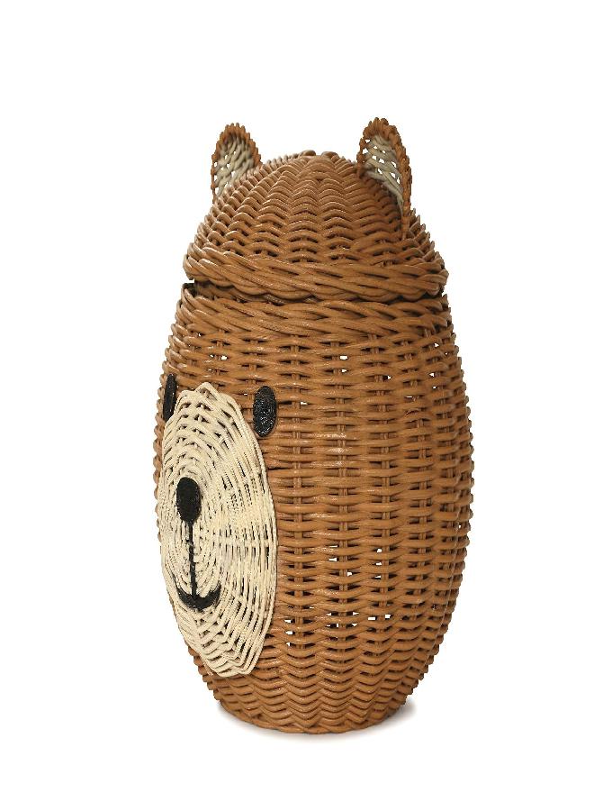 G6 Collection G6 COLLECTION Bear Rattan Storage Basket With Lid Decorative Bin Home Decor Hand Woven Shelf Organizer Cute Handmade Handcrafted Gift Art Decoration Artwork Wicker Bear (Bear Head)