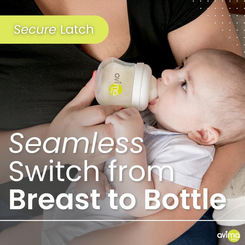 Avima Baby 4 oz Anti Colic Baby Bottles for Breastfed Babies - Slow Flow Nipples, Wide Neck Bottle, BPA Free - Newborn 0-3 Months, Stage 1 (Set of 6) - Image 4