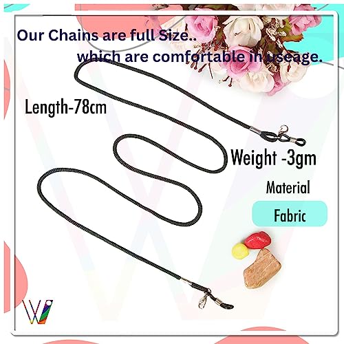 VIVID vision Unisex Adult Fabric Eyeglass Holder Strap Cord | New Chain Adjust on Sunglasses | Anti-slip Retainer Lanyard String Eyewear Frame | CH-151 | Black | Pack of 2 - Image 2