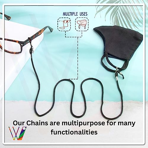 VIVID vision Unisex Adult Fabric Eyeglass Holder Strap Cord | New Chain Adjust on Sunglasses | Anti-slip Retainer Lanyard String Eyewear Frame | CH-151 | Black | Pack of 2 - Image 5