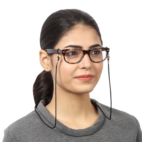 VIVID vision Unisex Adult Fabric Eyeglass Holder Strap Cord | New Chain Adjust on Sunglasses | Anti-slip Retainer Lanyard String Eyewear Frame | CH-151 | Black | Pack of 2 - Image 1