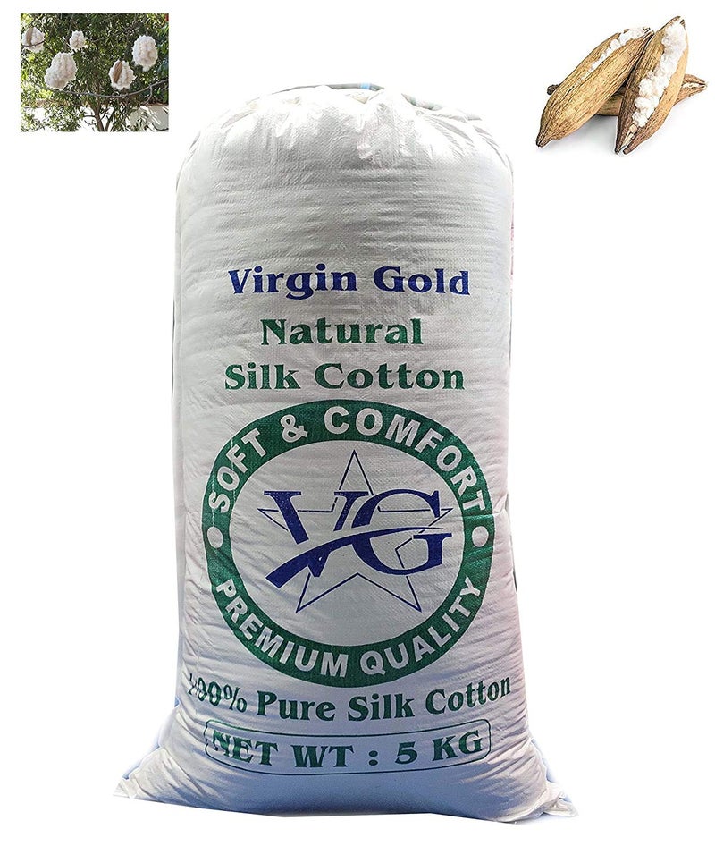 NIVEDHA MATTRESS Nivedha Mattress Virgin Gold 100 Organic Silk CottonKapokIlavam PanjuSemal Cotton for Filling Pillows CushionbolstersMattress etc 5kg - Image 1
