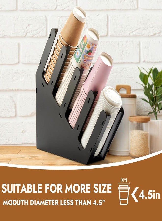 CURTA 4 Compartment Splicing Disposable Paper Cup Dispenser, Coffee and Lid Storage Organizer Holder for Countertop Bar,Restaurant,Breakroom,Party, Black - Image 5