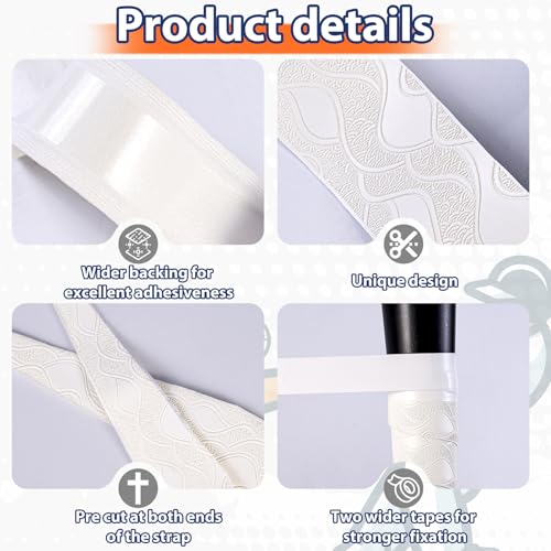 POUMEE 2PCS Bat Grip Tape for Baseball/Softball,1.5mm Precut and Full Adhesive Baseball Bat Grip Replacement,Non-Slip Softball Bat Wrap Tape (Pure White) - Image 3