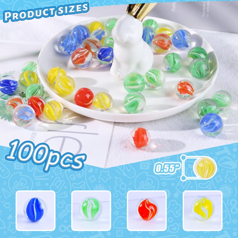 LovesTown حب المدينة 100 قطعة كرات زجاجية بالجملة، للعبة سباق الكرات للأطفال، DIY وزينة المنزل - Image 2