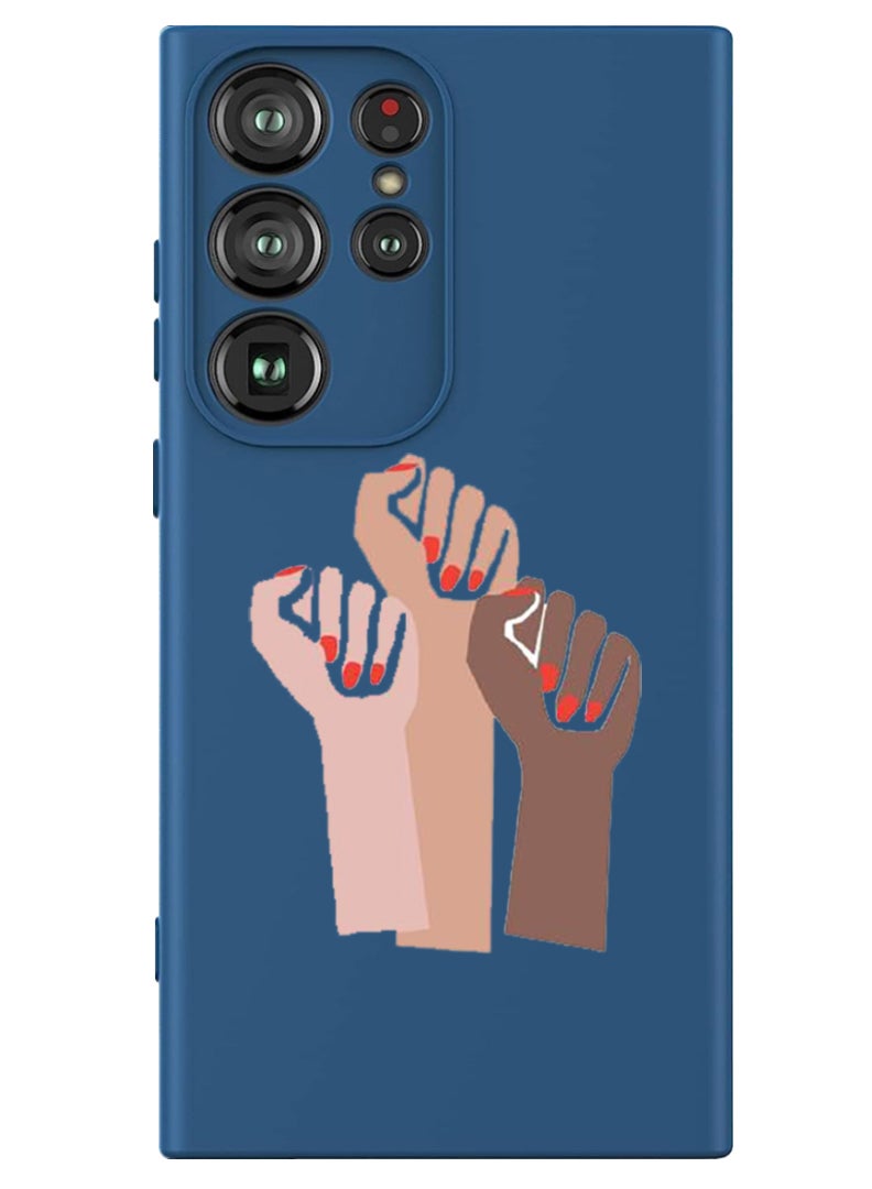 Theodor Protective Slim Fit Case Liquid Silicone Cover with Full Body Protection Anti-Scratch Shockproof Case For Samsung Galaxy S24 Ultra (Blue) - Girl power - Image 1