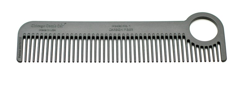 Chicago Comb Model 1 Carbon Fiber, Made in USA, smooth, strong, and light, anti-static, heat-resistant, 5.5 inches (14 cm) long, ultimate daily use, pocket, and travel comb - Image 1
