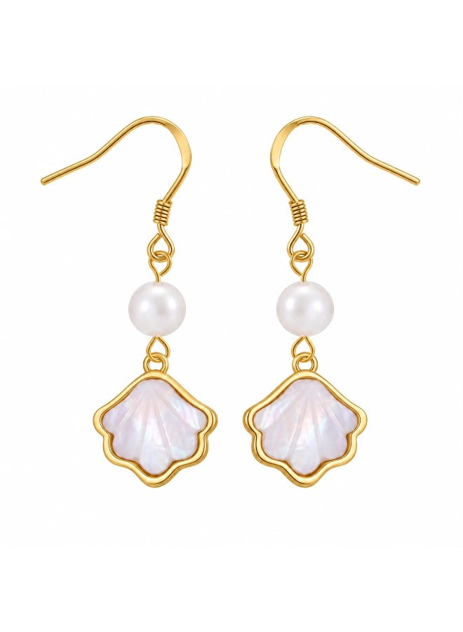 Veya Shell and Pearl Drop Earrings – 14K Gold-Plated 925 Sterling Silver – Includes Velvet Pouch and Elegant Paper Bag - Image 3