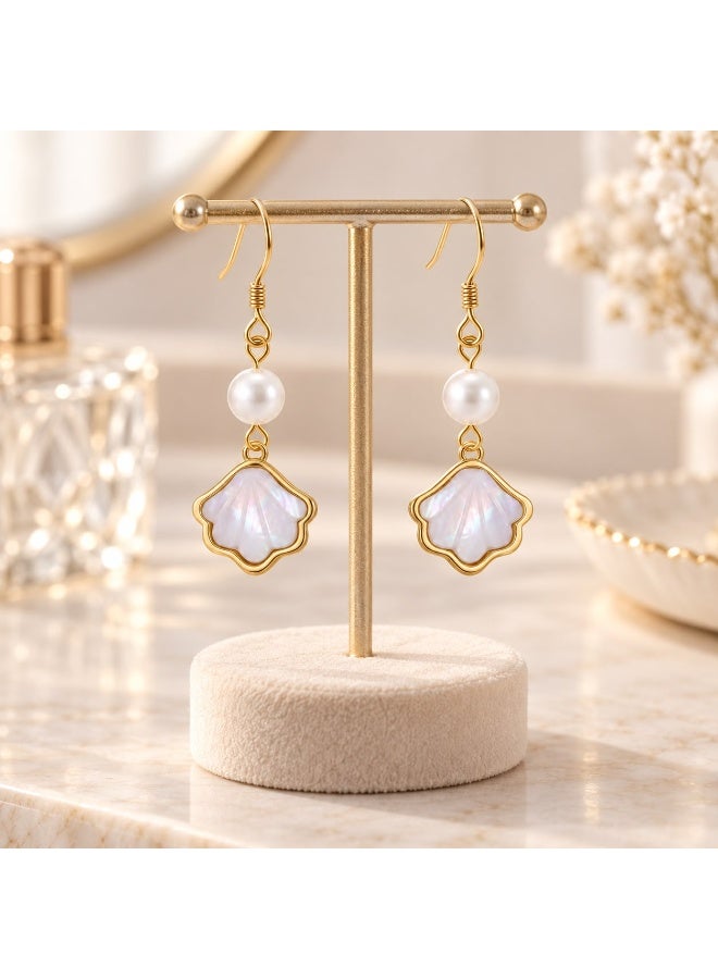 Veya Shell and Pearl Drop Earrings – 14K Gold-Plated 925 Sterling Silver – Includes Velvet Pouch and Elegant Paper Bag - Image 4