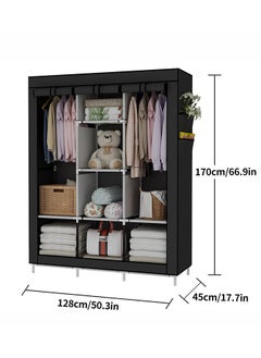 Portable Wardrobe Clothes Hanger for Bedroom Large Space Multi-Grid Hanger Dust Proof and Durable Easy Assemble 170X45X128 CM Black - pzsku/Z993FC8AF5199C4610602Z/45/_/1665564782/39b7e7a8-e8e8-4e2d-b6d2-bf12912b3110