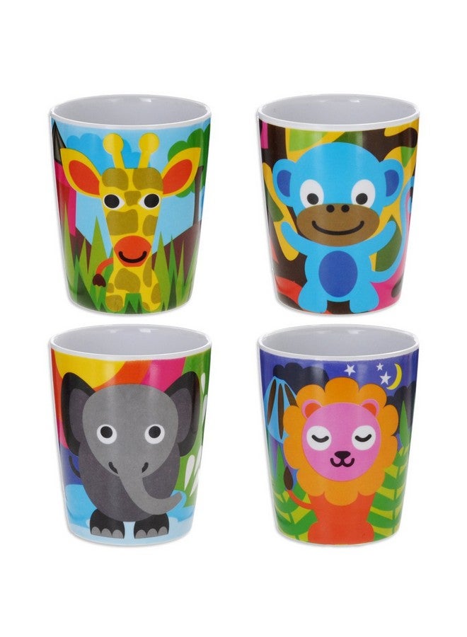 French Bull 4pc Toddler Kids Feeding Melamine Tableware Flatware BPA Free Dishwasher Safe, Durable Plate, Cup, Bowl, Divided Tray Dinnerware Set, 4 Count (Pack of 1), Jungle - Image 1