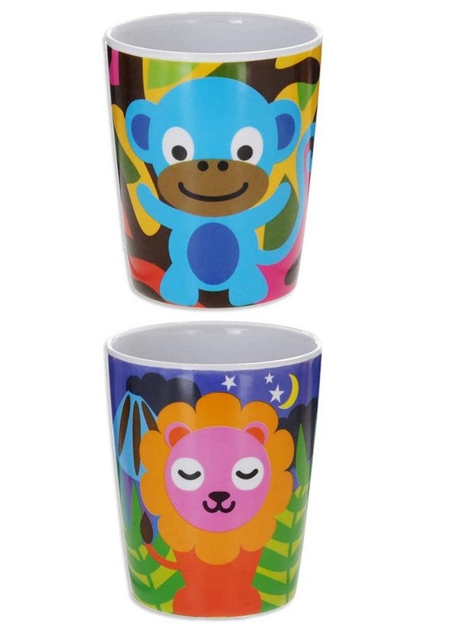 French Bull 4pc Toddler Kids Feeding Melamine Tableware Flatware BPA Free Dishwasher Safe, Durable Plate, Cup, Bowl, Divided Tray Dinnerware Set, 4 Count (Pack of 1), Jungle - Image 3