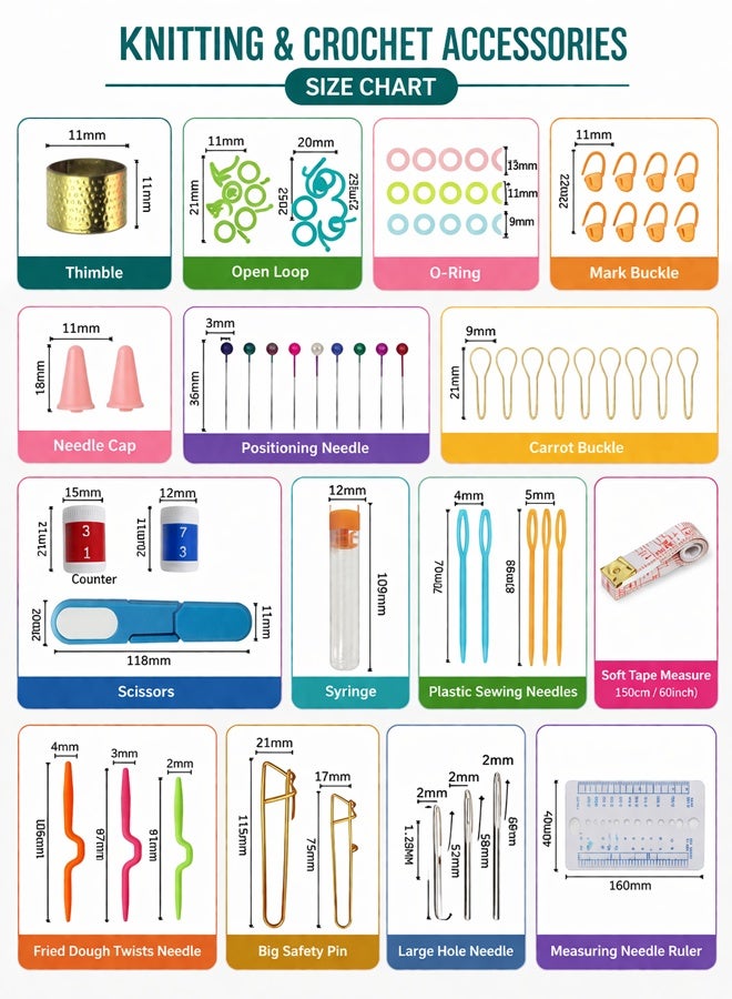 Sisily 76Pcs Ergonomic Crochet Hooks Set with Soft Grip Handles, Multiple Hook Sizes, Stitch Markers, Sewing Needles, Measuring Tape and Storage Bag for Beginners, Multicolor - Image 4
