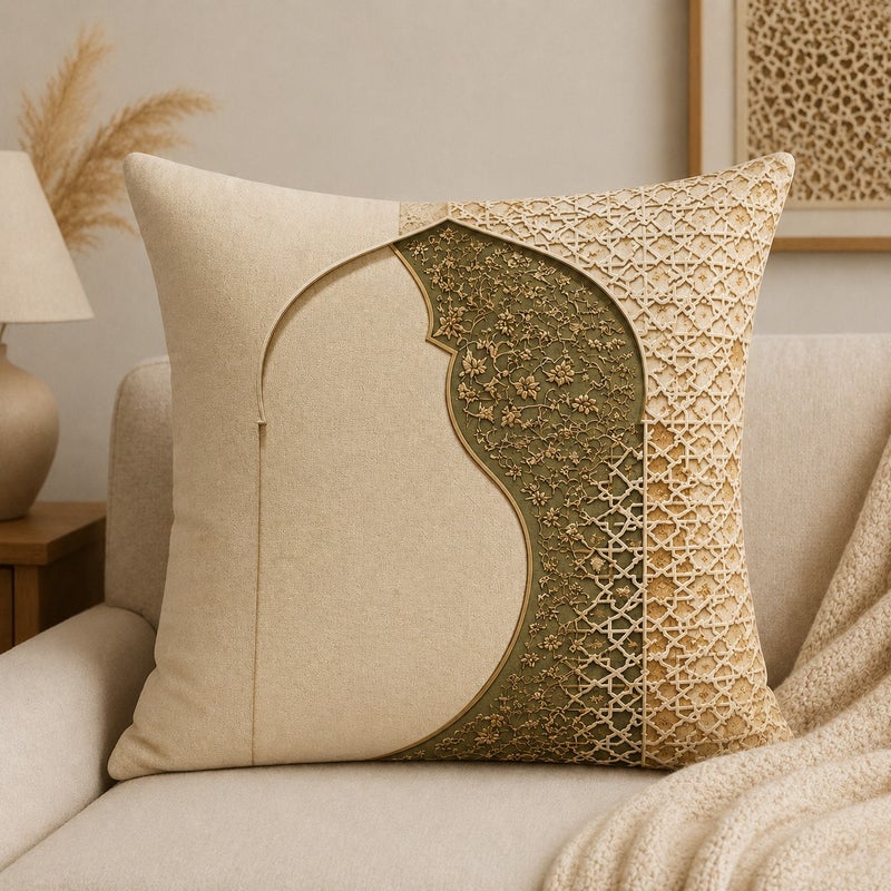 4-Piece Ramadan Decorative Cushion Cover Set Arabic Islamic Pattern Square Throw Pillow Covers for Sofa Living Room - Image 3