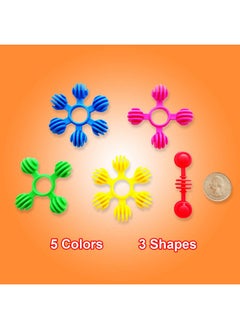 Skoolzy Rainbow Star Flex Building Toys 90 Piece Jumbo Set Stem Building Blocks For Kids Ages 48 Tinker Toys For Classroom Bins  - Image 5