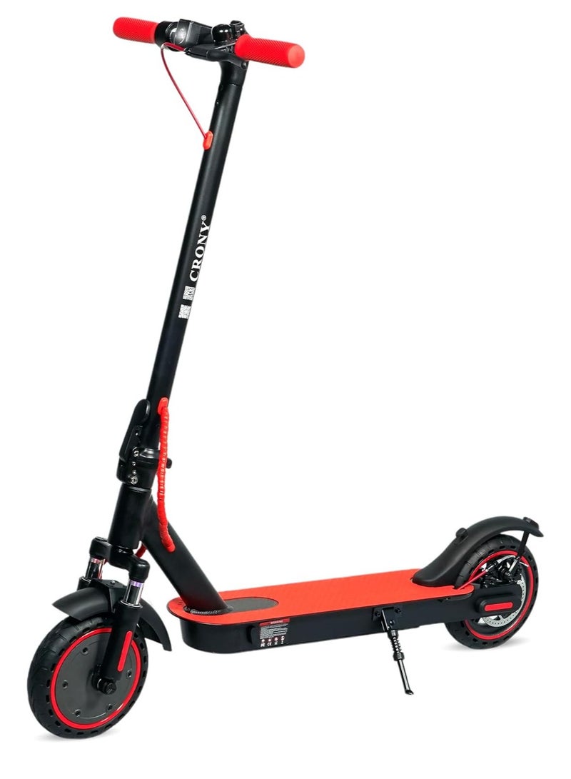 Crony M365 E-Scooter 250W Motor,25-45KM/h Speed, Front Suspension, 10-25KM Range, 36V/7.8AH,Disc Brakes, Aluminum Alloy Frame, 120KG Max Load, LED Headlamp, App Connectivity, Foldable E-Scooter for Adults & Kids, Portable Commuter Scooter, Heavy-Duty E-Scooter, High-Speed Electric Scooter Long Range,Red - Image 1