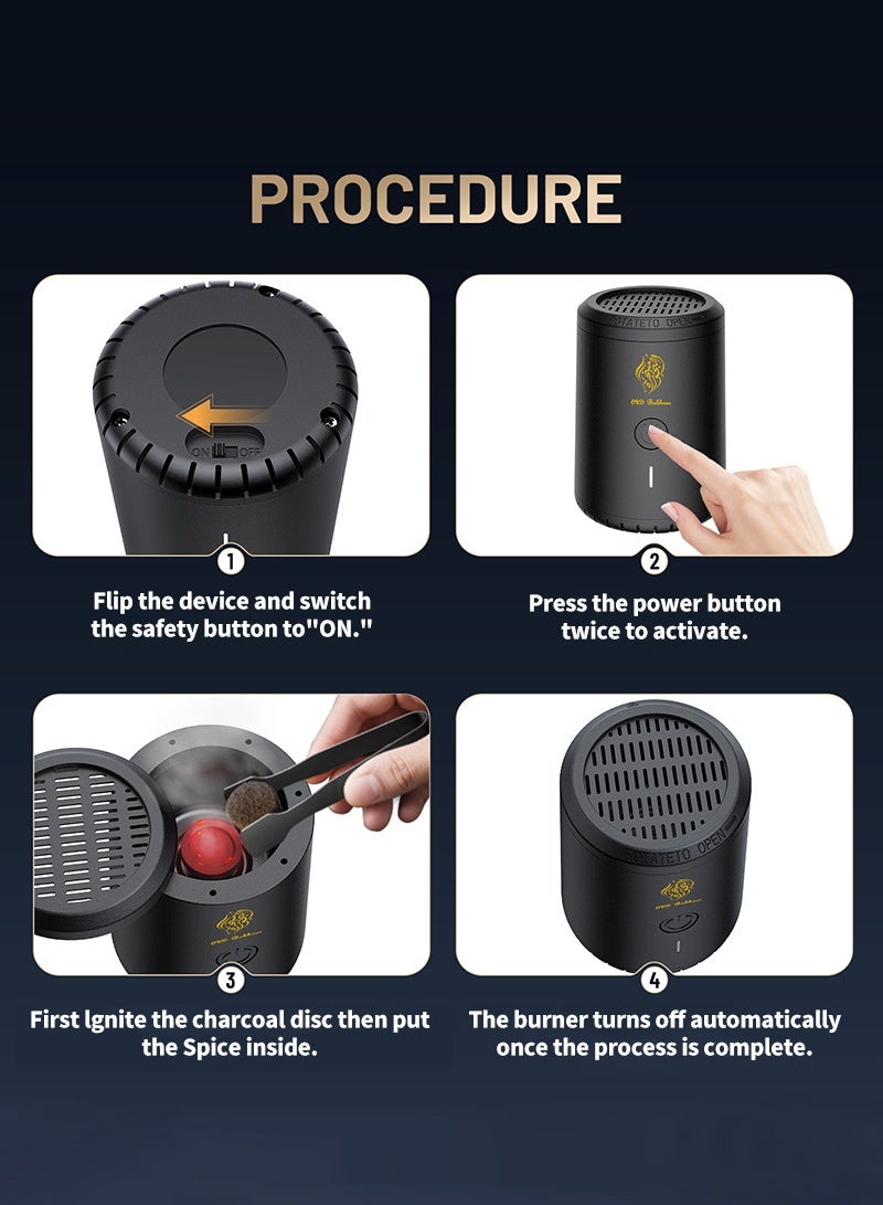 Oud Bukhoor 2025 Newest Incense Burner, Bakhoor Burner, Portable Electronic Medkhan – Oud, Charcoal Burner, Arabic Bukhoor, Fragrance for Ramadan, Gift, Decor - Image 3