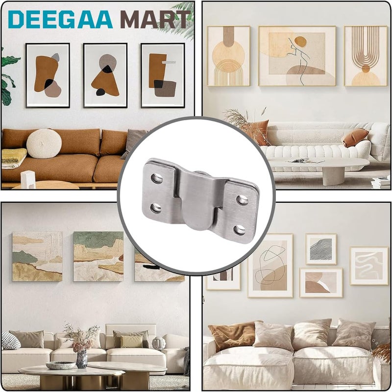 DEEGAA MART Hanging Bracket Flush Mounted Clamp Concealed Bracket Steel Furniture Connector Hooks Picture Mirror Frame Hooks Interlocking Buckle headboard Furniture Connector Hook Silver 9 - Image 3