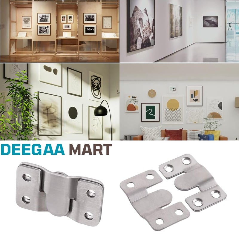 DEEGAA MART Hanging Bracket Flush Mounted Clamp Concealed Bracket Steel Furniture Connector Hooks Picture Mirror Frame Hooks Interlocking Buckle headboard Furniture Connector Hook Silver 9 - Image 2
