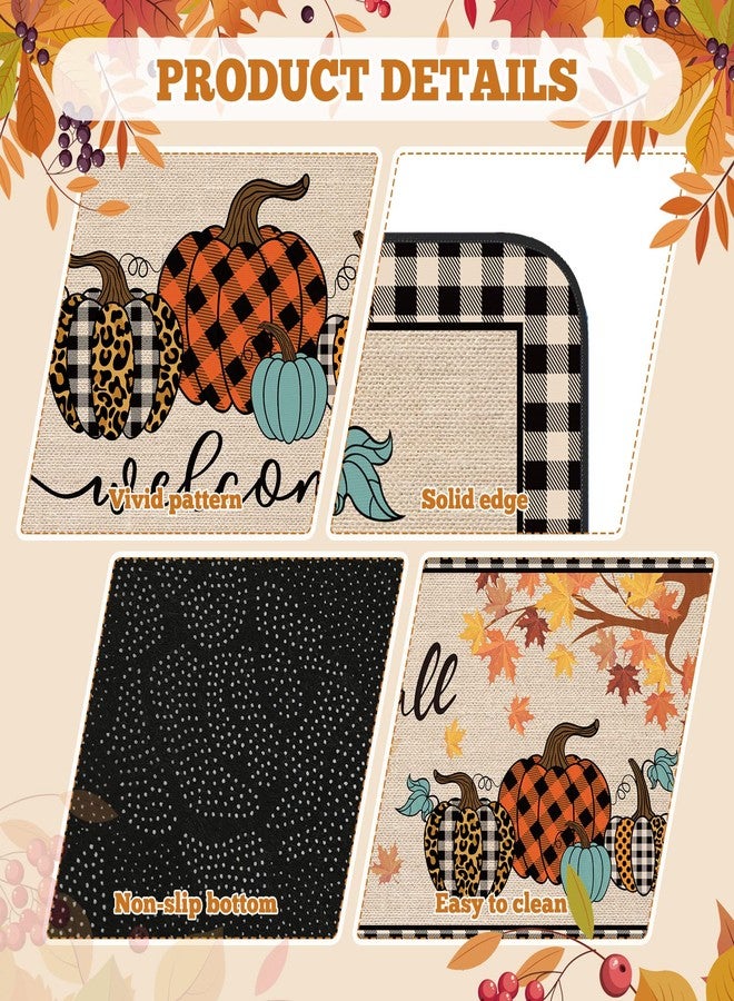 Suttmin Thanksgiving Pumpkin Kitchen Rugs Set of 2 Fall Kitchen Mats Buffalo Plaid Pumpkin Rug Autumn Truck Mats Fall Non Slip Doormat for Welcome Holiday Decor, 17 x 29 Inch and 17 x 47 Inch - Image 4