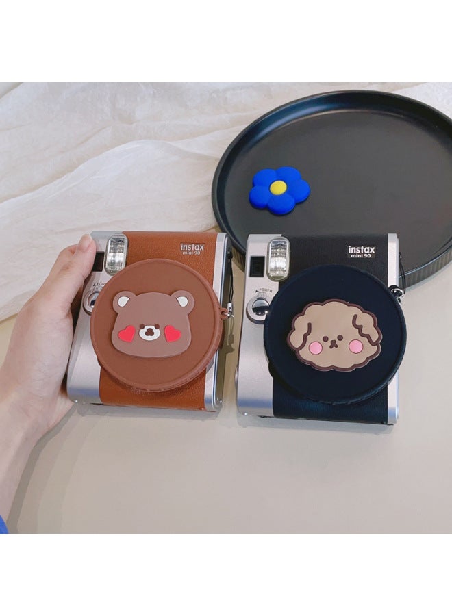 Multi-color Picture Suitable For Fujifilm Instax Mini 90 Silicone Lens Cover Camera Protection Cartoon-Color:Black Cover-strawberry Bear On Top Of Head - Image 4