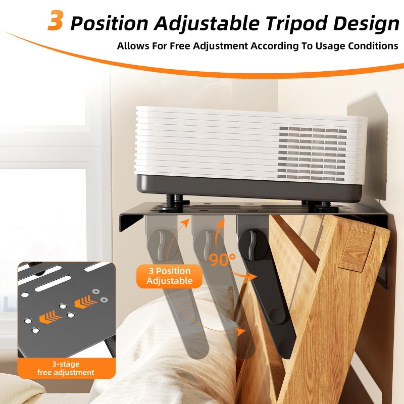 CABTE No Drilling Metal Projector Mount, Adjustable Angle Projector Mount Shelf for Sofa and Bedside, Foldable for Storage,Perforated Design for Heat Dissipation,Projector Wall Mount for Living Room - Image 2