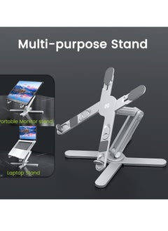 Generic Portable Monitor Stand for Desk, Adjustable Laptop Riser ABS+Silicone Foldable Portable Monitor Holder, Space-Saving and Stable Notebook Stand for below 15.6” Portable Monitor, Laptops,Tablet  - Image 2