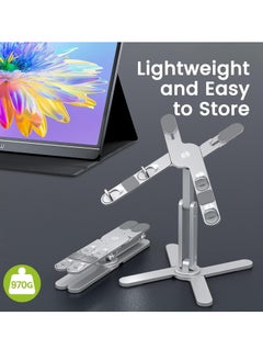 Generic Portable Monitor Stand for Desk, Adjustable Laptop Riser ABS+Silicone Foldable Portable Monitor Holder, Space-Saving and Stable Notebook Stand for below 15.6” Portable Monitor, Laptops,Tablet  - Image 3