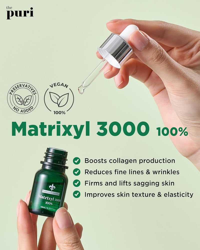 THEPURI Matrixyl 3000 100 Serum Skincare Pure Peptide Complex AntiAging Facial Ampoule from France Sederma Collagen Boosting Wrinkle Treatment Perfect for Layering DIY 033 floz 10ml - Image 2