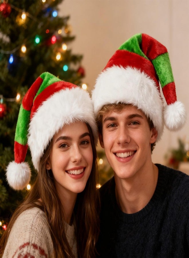 Cleacloud Christmas Elf Hat Adults, Red And Green Elf Sant Hat for Unisex Adults Christmas New Year Festive Holiday Party Supplies - Image 4