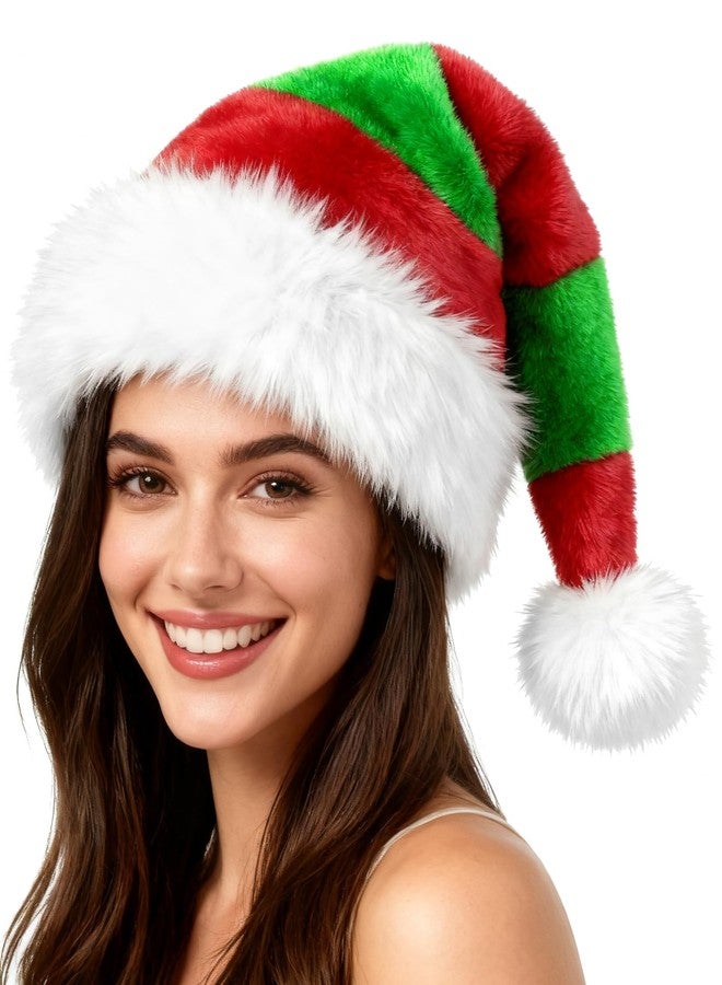 Cleacloud Christmas Elf Hat Adults, Red And Green Elf Sant Hat for Unisex Adults Christmas New Year Festive Holiday Party Supplies - Image 1