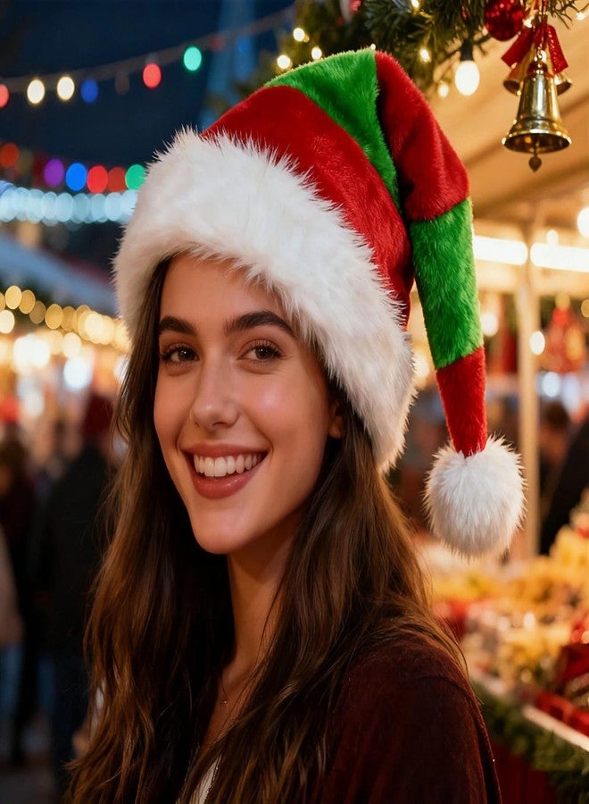 Cleacloud Christmas Elf Hat Adults, Red And Green Elf Sant Hat for Unisex Adults Christmas New Year Festive Holiday Party Supplies - Image 3