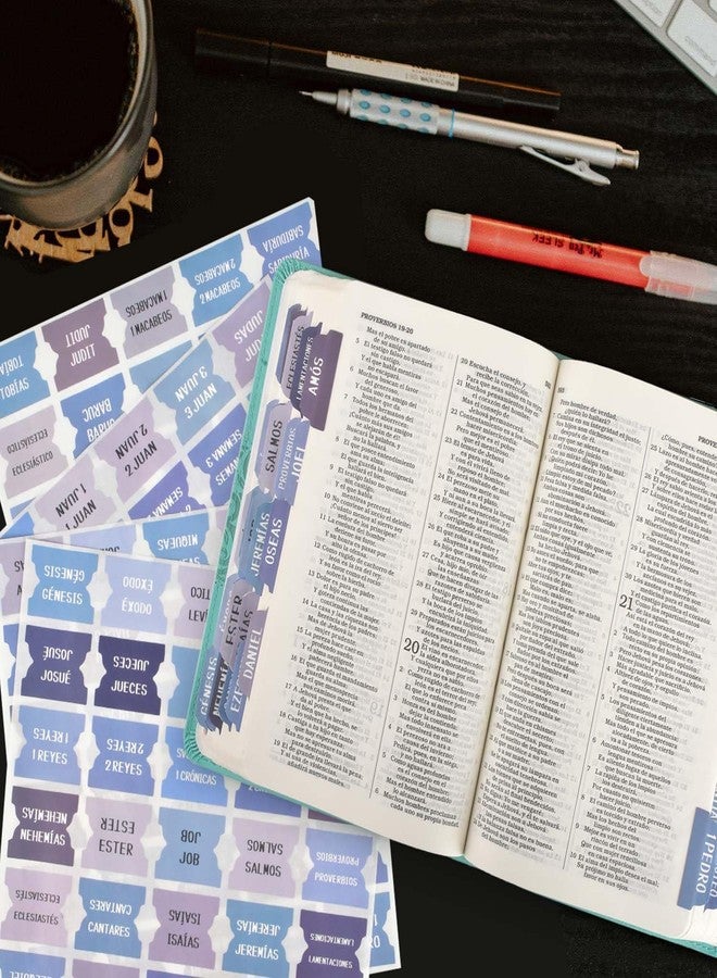 CUALFEC Spanish Bible Tabs Pestañas para Biblias en Español with Bookmark and Guide Card Elegant Bible Study Supplies for Women and Men - Blue - Image 2
