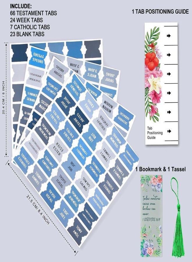 CUALFEC Spanish Bible Tabs Pestañas para Biblias en Español with Bookmark and Guide Card Elegant Bible Study Supplies for Women and Men - Blue - Image 4