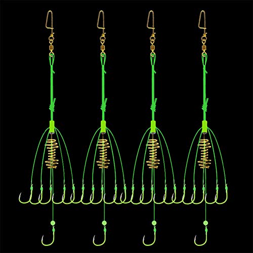 Dyxssm Carp Fishing Feeders Bait Fishing Hooks with Fishing Spring Carp Feeder (Pack of 4) (Green, 8#) - Image 1