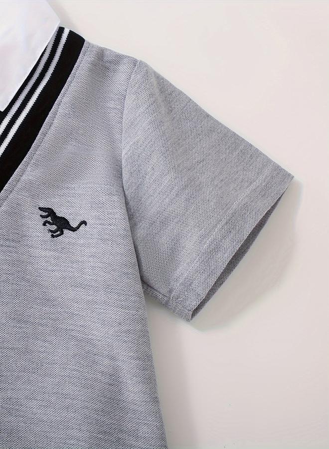 تايك تو قميص ولادي رمادي بياقة مزدوجة  في - Image 4