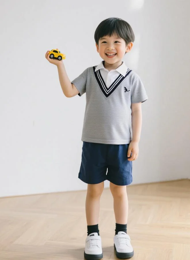 Take Two Take Two Boys Grey Collared 2in1 Style Shirt