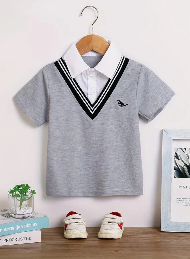 تايك تو Take Two Boys Grey Collared 2in1 Style Shirt