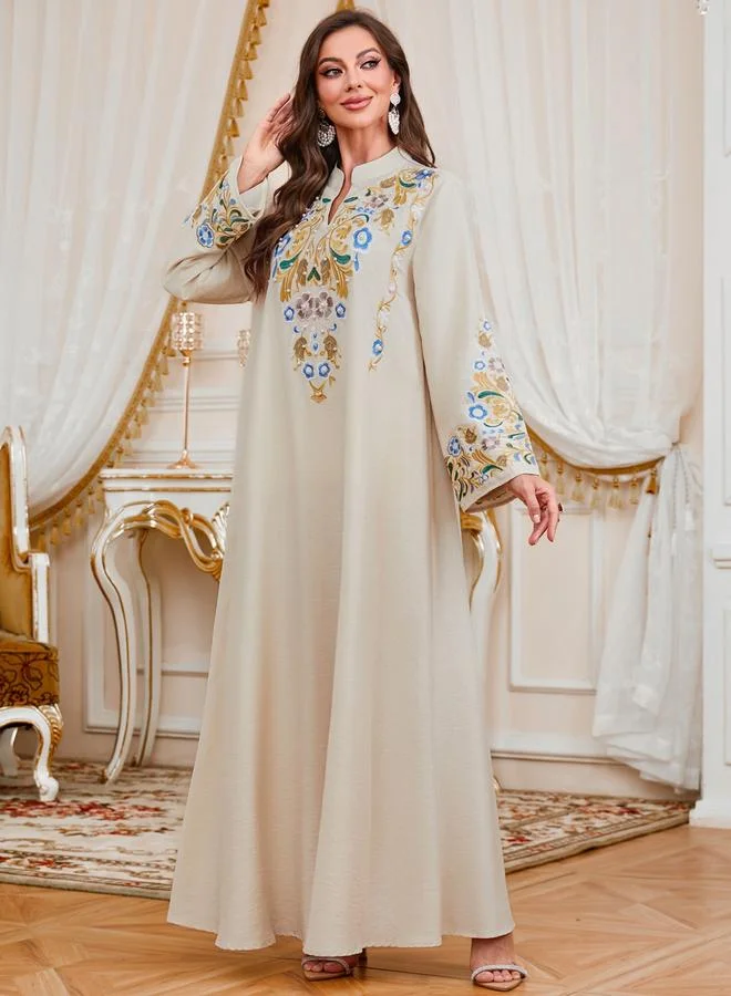 تايك تو جلابية مطرزة بلؤلؤ صناعي