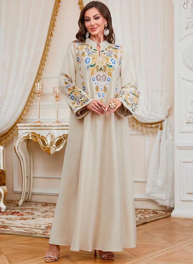 تايك تو جلابية مطرزة بلؤلؤ صناعي