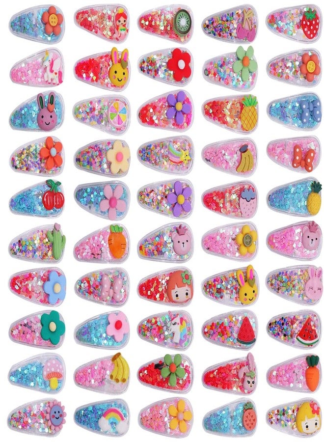 Ewandastore Ewanda store 30 Pcs Glitter Snap Hair Clips Flower Animal Fruit Cartoon Snap Hair Barrettes Hair Accessories for Toddlers Infants Kids Girls - Image 1