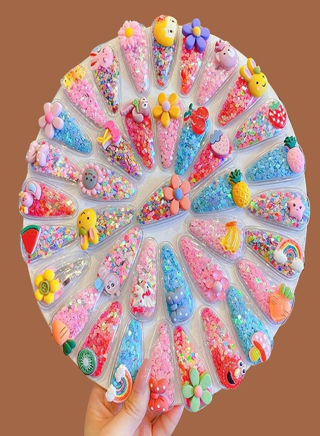 Ewandastore Ewanda store 30 Pcs Glitter Snap Hair Clips Flower Animal Fruit Cartoon Snap Hair Barrettes Hair Accessories for Toddlers Infants Kids Girls - Image 3